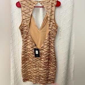 Champagne sequence mini dress NWT
